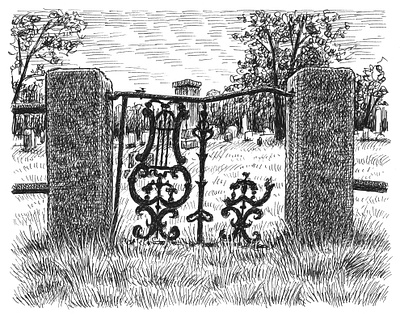 Broken Gate art artist artwork cemetery drawing hand drawn illustration ink landscape spooky