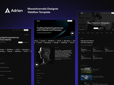 Adrien Webflow Template agency dark multi layout portfolio showcase template ui webflow