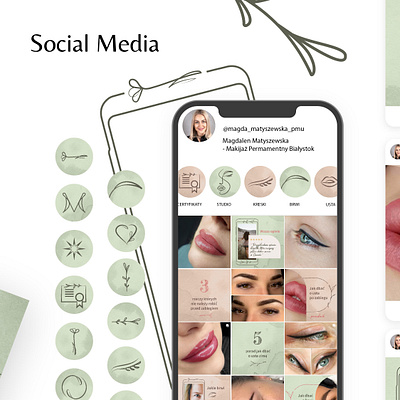 Social media presence for PMU Studio brand design branding graphic design instagram makeup mobile permanent pmu social media templates vector visual identity