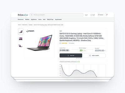 Pricewise — Ecommerce Price Comparison Website design ecommerce shopping ui ux web