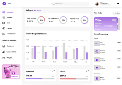 Finanace Dashboard dashboard landing page mobile app prototyping responsive design uiux design wireframing