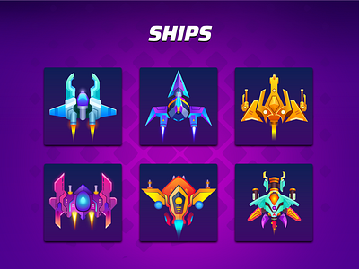 Space ships Design branding game game ships game ships icon game ui gui illustration ship logo spaceships vector