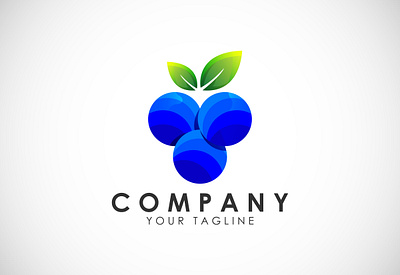 Blueberry logo design template organic