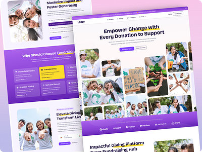 UnityHub - Hero Fundraising Landing Page blog branding contact us crowdfunding design fundraising graphic design hero hypocreate indonesian landing page minimalist page section ui ui kit uiux ux web website