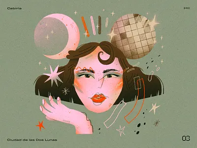 03 | Cabiria — Ciudad de las Dos Lunas 2021 album album cover cabiria character character design ciudad de las dos lunas composition disco illustration moon music portrait record spain spanish music top 10 albums of 2021