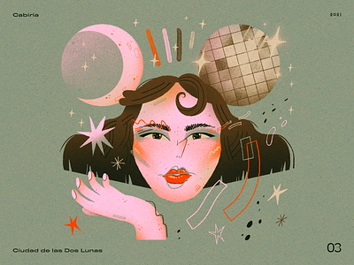 03 | Cabiria — Ciudad de las Dos Lunas 2021 album album cover cabiria character character design ciudad de las dos lunas composition disco illustration moon music portrait record spain spanish music top 10 albums of 2021