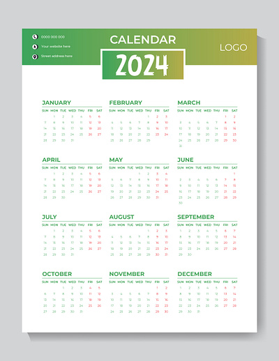 Simple 2024 calendar design. 2024 2024 calendar calendar calender