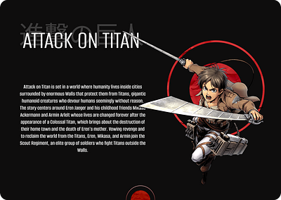 Anime Landing Page For Attack On Titan. attack on titan ui ux website design