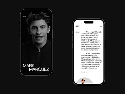 Mark Marquez I Personal website mobile version app design mobile app ui ux web design