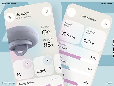 Smart Home App adom app design app ui home home app personal home smart home smart home app ui ux