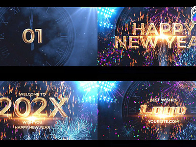 Happy New Year Countdown for FCPX christmas titles fireworks happy christmas happy new year holiday new year new year eve new year logo xmas xmas card xmas greeting