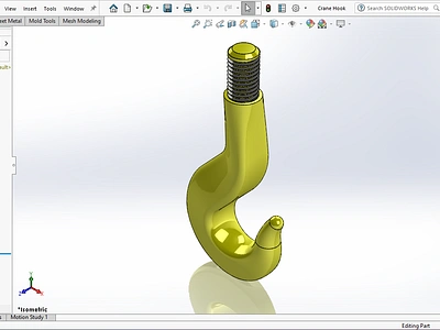 Crane Hook 3d cad 3d file cad file cad model crane hook crane hook cad model solidworks