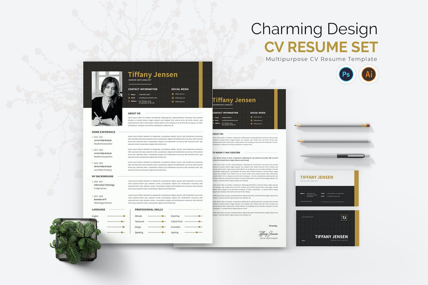 Charming Design CV Resume Set clean resume cover letter creative resume curriculum vitae cv cv design cv template free cv free cv template free resume free resume template graphic design modern cv modern resume professional resume resume resume cv resume design resume template resumes