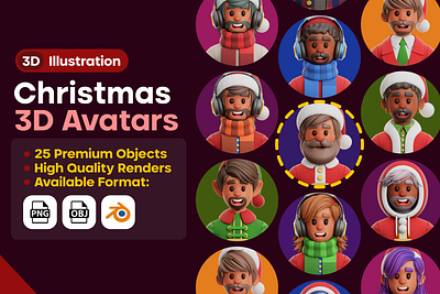 MHK Project Design : Christmas Set Avatar & Icon Pack avatar boy character christmas father christmas festival days male merry christmas people person santa claus woman xmas young boy young female