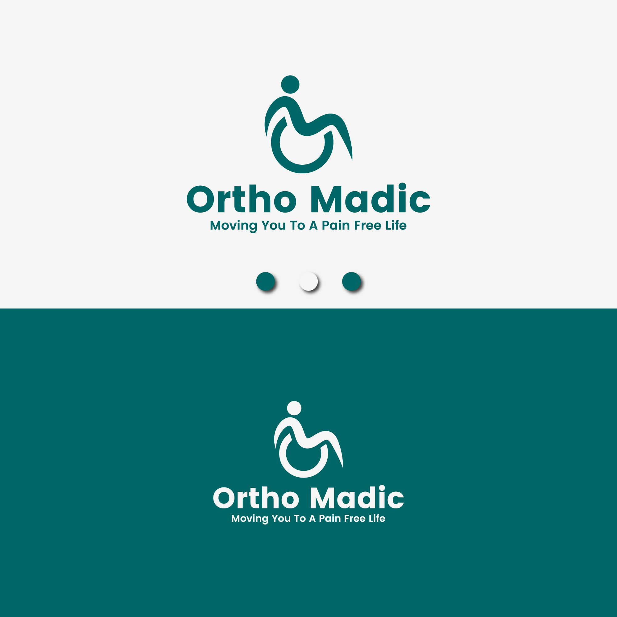 Ortho Madic branding cliniclogo dribbblehelth dribbblelogo dribbblemadical graphic design helthcarelogo lettermlogo letterologo logo logodesign logohelth madicallogo madicare orthopadic wheelchair