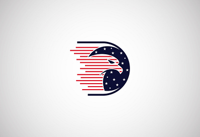 Letter D Eagle Head USA Flag Logo eagle head graphic design letter d logo logotype usa flag
