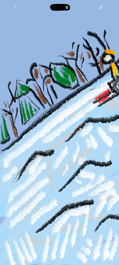 Skiing Wallpaper (For my dad, Pixel 6) procreate sketch skiing