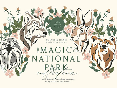 Magic of the National Park Forest Vector Elements adobe illustrator animals art clip art digital art digital illustration digital painting flat floral forest illustration illustration art illustration digital illustrations logo magic minimal png vector wreath