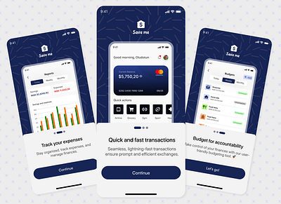 Save me Fintech onboarding screens ui