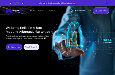 Securecloud landing page design ui