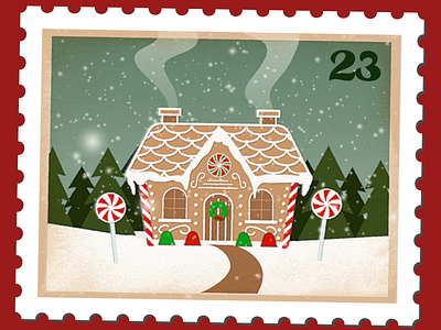 Gingerbread House Stamp branding candy cane christmas countdown design festive gif gingerbread graphic gum drop house illustration motion smoke snow stamp tree