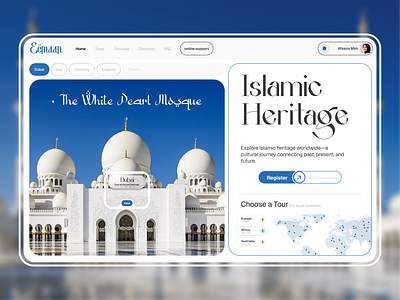 Web Design - Eemaan arabic blue culture dubai heritage history islamic middleeast page ui uiux ux uxdeisgn web design website white whiteblue