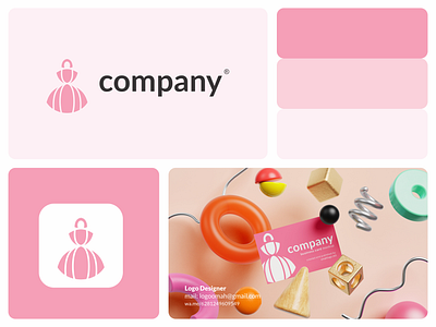 Lady Dress Logo 3d animation branding design drees flat design graphic design icon illustration lady logo logo design logotype minimal motion graphics pink ui