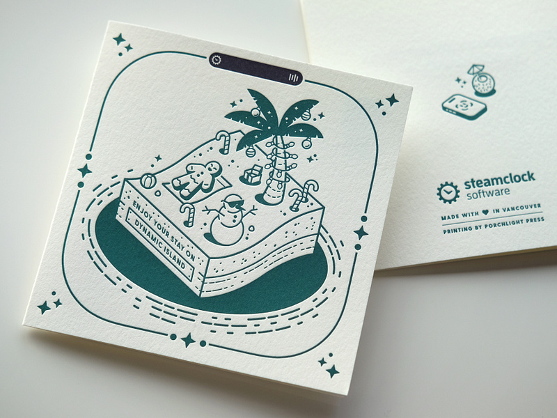 2022 Steamclock Holiday Cards card christmas dynamic island holiday illustration illustrator letterpress print vector