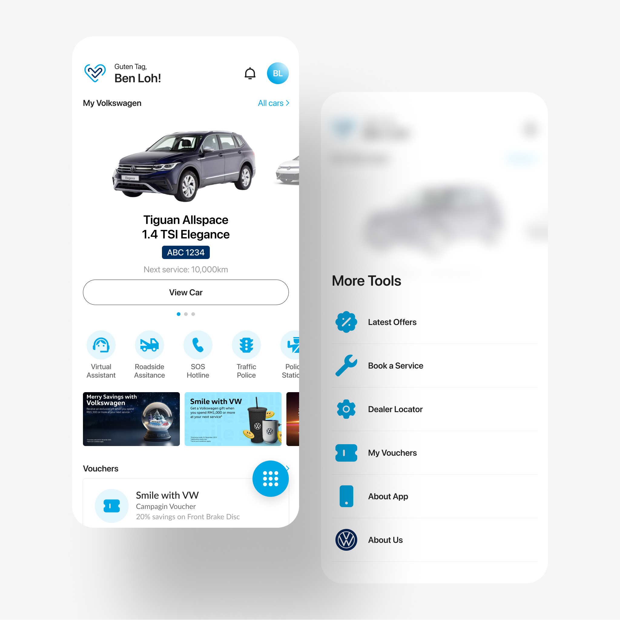 Volkswagen Cares App Redesign app design car app design figma mobile app design ui uiux volkswagen web design