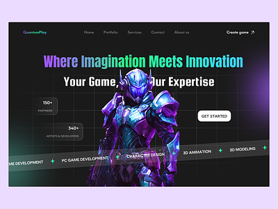 QuantumPlay - A game development company game game design game development game website gaming website hero ui ux webdesign