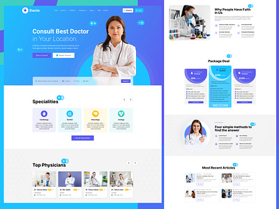 Landing Page for : Clinics and Doctor Online Booking Website all website desing amelioration cure designer doctor doctor appointment doctor website graphic design health healthcare landing page medical online doctor booking research scientist ui ux vaccine web ui design website animation