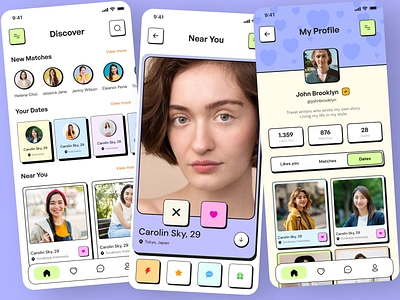 Dating app design mobile app app app design app designer app developer brutalism crypto dating app dating dating app dating app design love app marriage marriage app matrimoney app matrimony mobile app neubrutalism neubrutalism app neubrutalism dating app ui designer ui kit