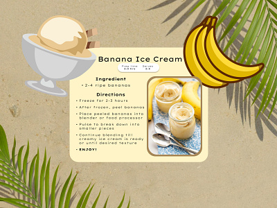 Daily UI Challenge #040 Recipe 3d adobe animation banana branding challenge 40 daily 100 daily challenge daily ui figma graphic design ice cream illustrator ingredient logo motion graphics recipe or food order simple ui yellow