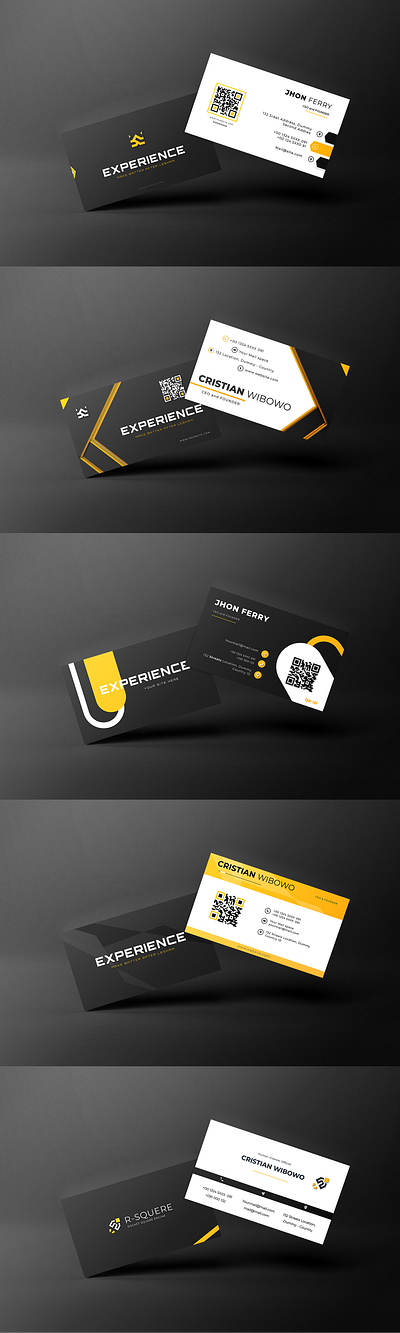 Classic Modern Business Card black business card classic double editable modern sided white yellow