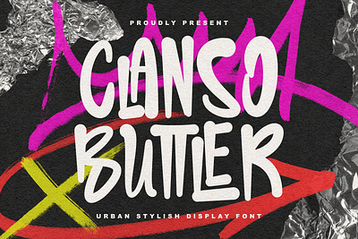 Clanso Buttler Urban Stylish Display Font animation branding font fonts graphic design logo nostalgic