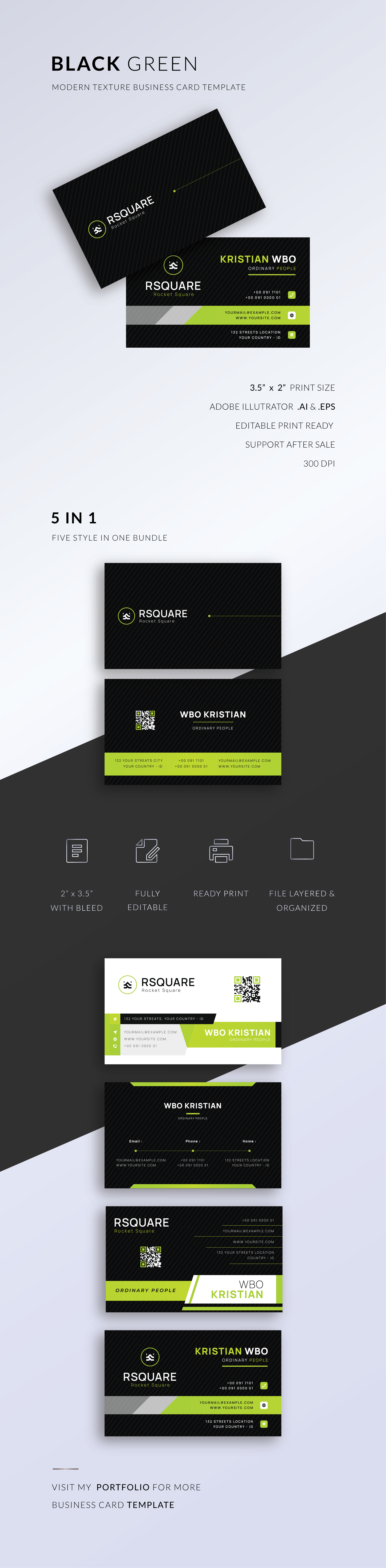 Professional Dark Green Business Card art business card graphic card graphic design logo modern card