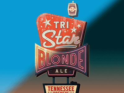 Tri-Star Blonde beer craft beer honky tonk illustration nashville neon neon sign packaging typography vintage