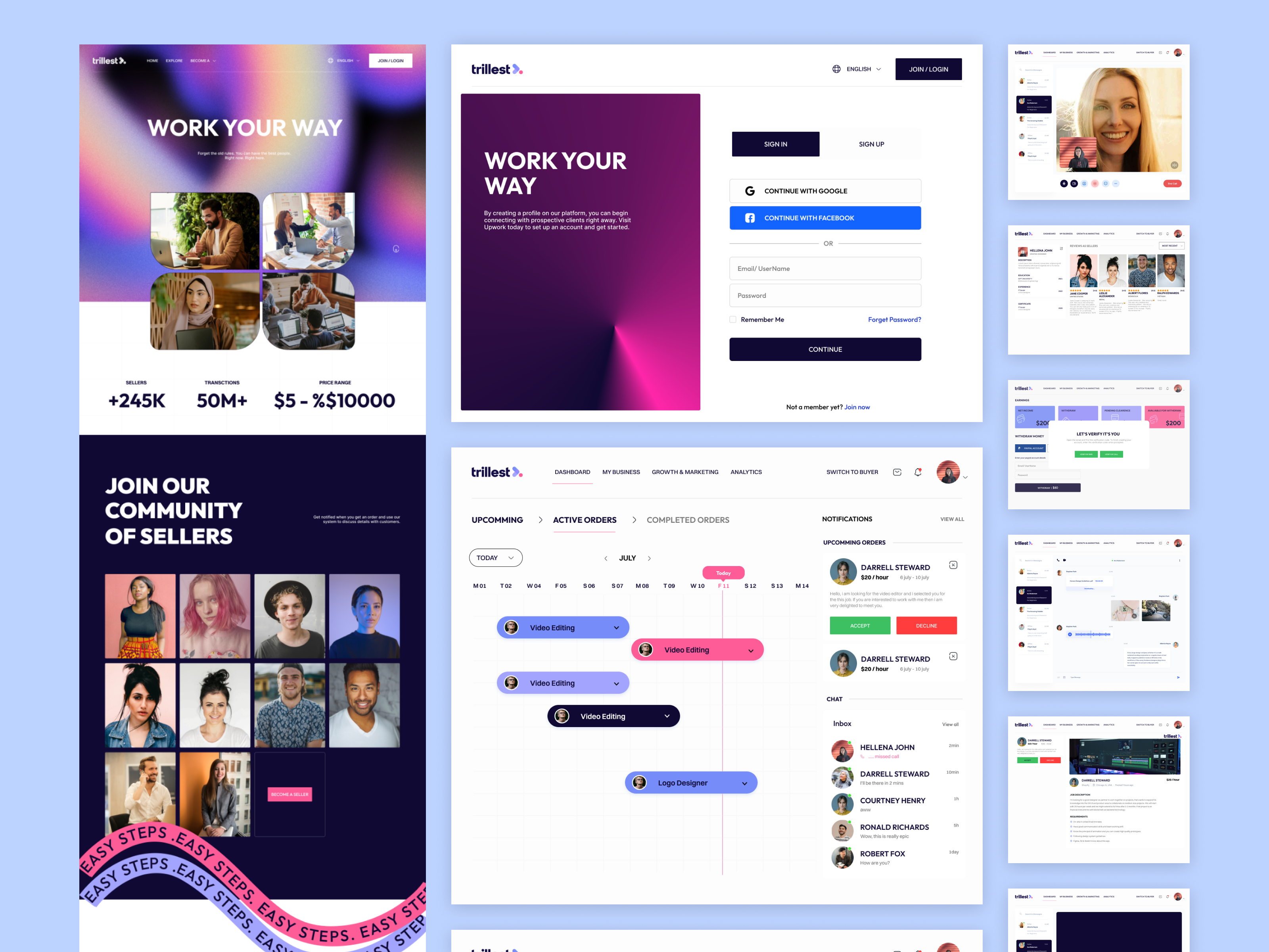 Trillest Video Editing Freelance Marketplace Web UI app dashboardui iqbal landingpageui modernui newui popularui trendingui ui uiux ux webui welldux