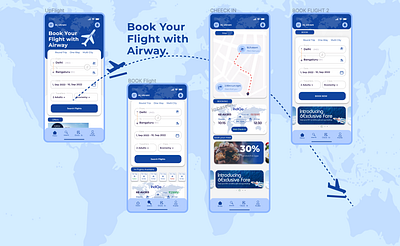 Flight booking UI mobile app - Airway. airway app branding flight free mobile ui uiux