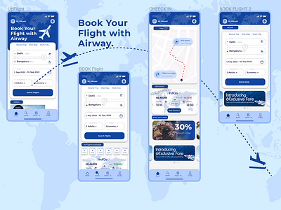 Flight booking UI mobile app - Airway. airway app branding flight free mobile ui uiux