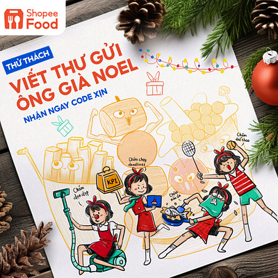 Shopee Food Christmas Illustration book branding children illustration christmas design drawing illustration illustrator santa shopee shopeefood