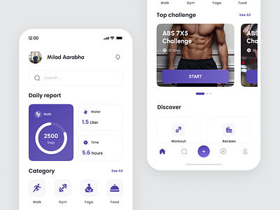 FitFusion Pro - Fitness App branding club coach concept design fitness graphic design gym mobile trend ui uix ux