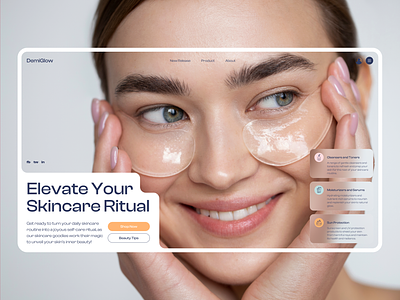 DemiGlow - Skincare Shop Hero Section Figma Template figma figma template hero image hero section homepgae makeup minimalist modern peterdraw skincare skincare shop ui ui ux uiux website website design