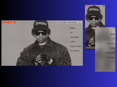 Eazy-E Tribute; Responsive Website homepage compton eazy e music rap ui uiux web design website