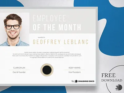 Free Employee of the Month Certificate Template with Photo certificate design employee of the month free freebie recognition smashing docs template word