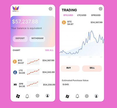 Crypto Currency Mobile App app design web