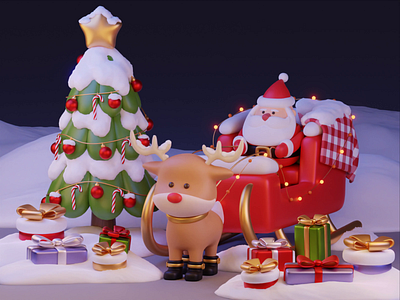 Merry Christmas 2023 3d animation appdesign blender branding christmas design graphic design holidays illustration ios logo motion graphics santa ui ux