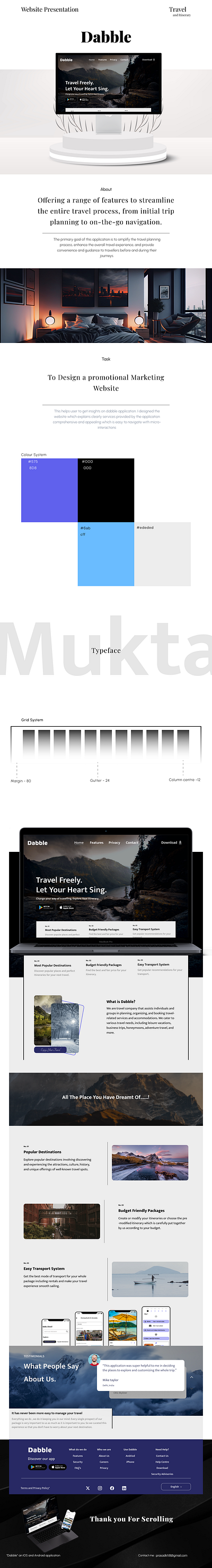 Website Presentation - Travel and Itinerary planner design portfolio ui uiux website website presentation