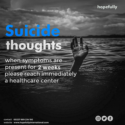 Suicide thoughts, mental health issues graphic design typography