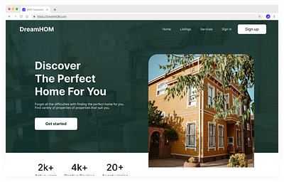 Real Estate Website landing page uiux design web design